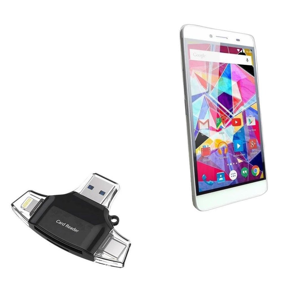 BoxWave Smart Gadget Compatible with Archos Diamond Plus - AllReader SD Card Reader, microSD Card Reader SD Compact USB - Jet Black