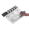 Acrylic Film Clapperboard with Integrated Magnet,Clear & Fade Printing,Includes Marker & Eraser,for Cinema,Television,and Video Production,Ideal for Directors and Filmmakers (White & Black Stick) view 2