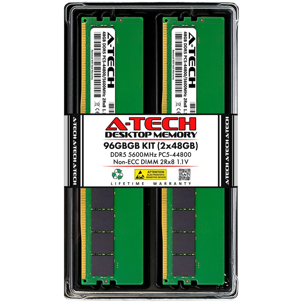 A-Tech 96GB Kit (2x48GB) RAM for ASUS ROG Strix G16CHR, G16CH, G13CH, G35CA Gaming Desktop | DDR5 5600MHz PC5-44800 DIMM 2Rx8 1.1V 288-Pin Non-ECC UDIMM Memory Upgrade
