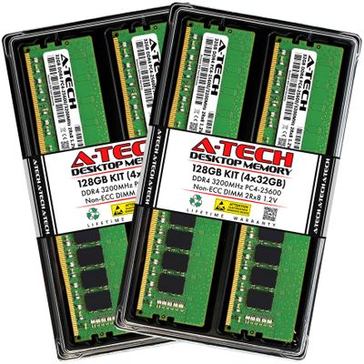 A-Tech 128GB Kit (4x32GB) RAM for ASUS ROG Strix G10CE, G10DK Gaming Desktop | DDR4 3200MHz PC4-25600 DIMM 2Rx8 1.2V 288-Pin Non-ECC UDIMM Memory Upgrade