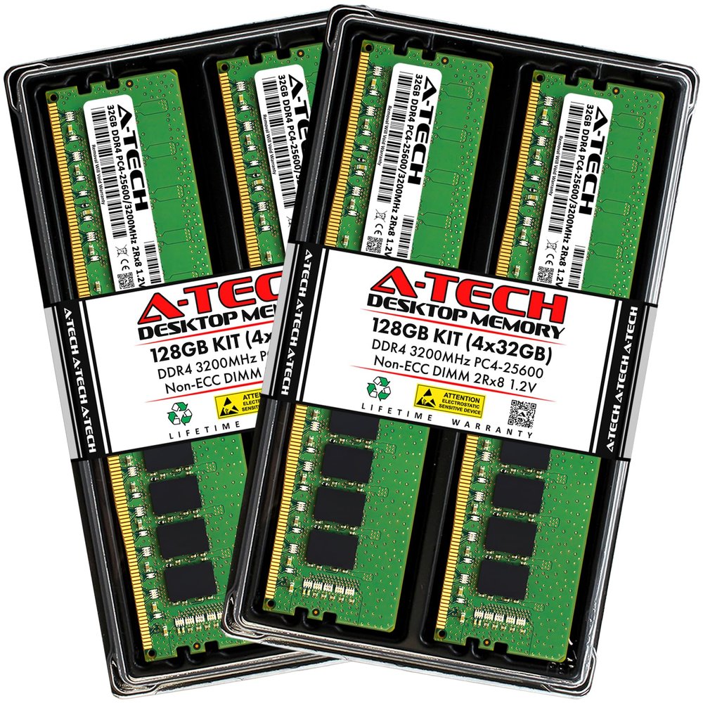 A-Tech 128GB Kit (4x32GB) RAM for ASUS ROG Strix G10CE, G10DK Gaming Desktop | DDR4 3200MHz PC4-25600 DIMM 2Rx8 1.2V 288-Pin Non-ECC UDIMM Memory Upgrade
