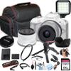 Canon EOS R50 24.2MP APS-C CMOS Sensor Mirrorless Camera with 18-45mm Lens + 64GB Memory, LED Video Light, Case, Gripster Tripod, and More (Essential Bundle) (White) (Renewed) view 1