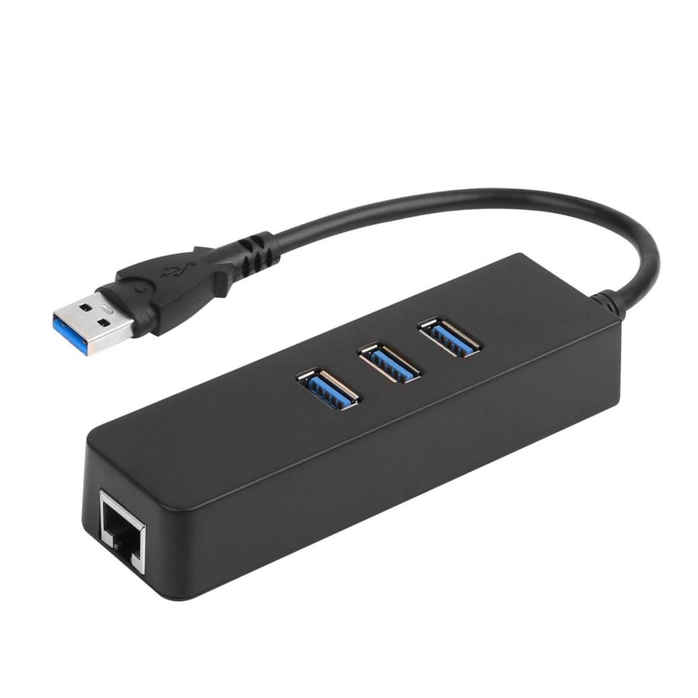 3-Port USB 3.0 Hub + Gigabit Ethernet Adapter - 10/100/1000 Mbps LAN Converter - RJ45 Wired USB Network Adapter