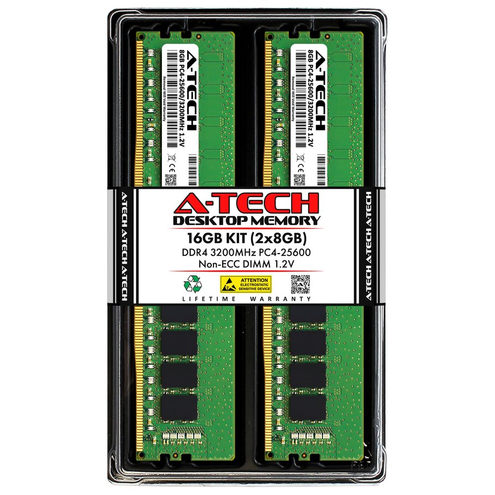 A-Tech 16GB Kit (2x8GB) RAM for ASUS ROG Strix X470-I Gaming, X570-I Gaming Motherboard | DDR4 3200MHz PC4-25600 DIMM 1.2V 288-Pin Non-ECC UDIMM Memory Upgrade