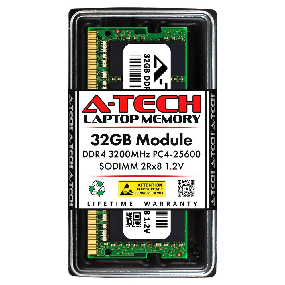 A-Tech 32GB RAM for ASUS Vivobook 14 X1405, X1405VAP Laptop | DDR4 3200MHz PC4-25600 SODIMM 2Rx8 1.2V 260-Pin Non-ECC SO-DIMM Memory Upgrade
