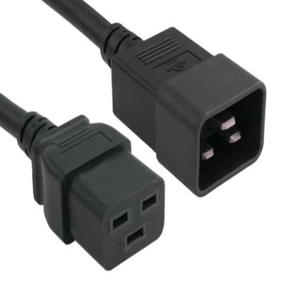 6 ft. 14 AWG 15A 250V Power Cord - IEC320 C20 to IEC320 C19 - Black