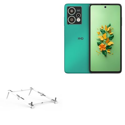BoxWave Stand and Mount Compatible with HMD Crest Max 5G - Pocket Aluminum Stand 3-in-1, Portable Multi Angle Viewing Riser - Metallic Silver