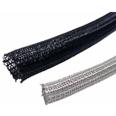 0.25 in. 10 ft. Hook Self Closing Braided Wrap for Around Sleeving Cord Cover Cable Protector Wire Organizer - Black