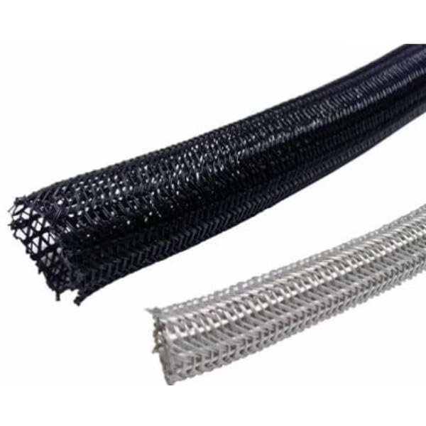 0.25 in. 10 ft. Hook Self Closing Braided Wrap for Around Sleeving Cord Cover Cable Protector Wire Organizer - Black