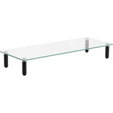 3 x 22 x 8.3 in. 4 Leg Single Shelf Glass Monitor Stand, Black