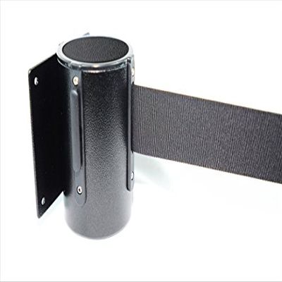 8 ft. Black Belt Wall Mounted Belt Barriers - Black Finish