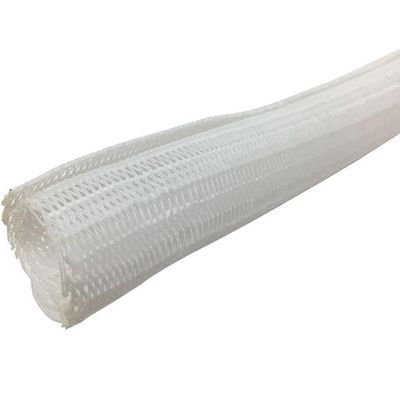 0.25 in. 10 ft. Hook Self Closing Braided Wrap for Around Sleeving Cord Cover Cable Protector Wire Organizer - White