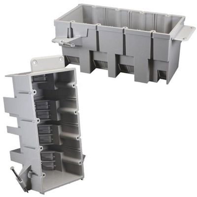 64 cu. in. Work Rectangle PVC 4 Gang Outlet Box Gray