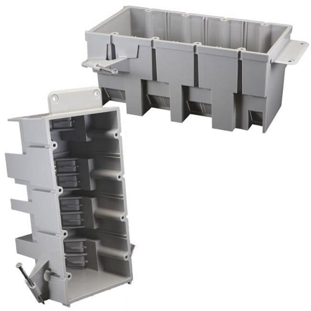 64 cu. in. Work Rectangle PVC 4 Gang Outlet Box Gray