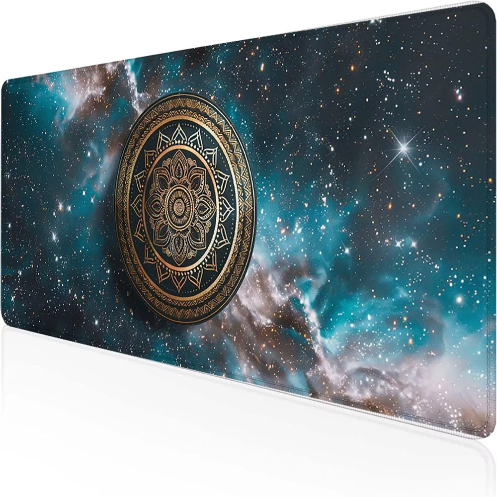 Mouse Pad Cup Gaming Mouse Pad 39.37 x 19.69 inch, Computer Desk Mat Blue and White Keyboard Mat with Stitched Edges Waterproof Anti-Slip Rubber Base Smooth Surface for Office Accessories, Gifts Q-F