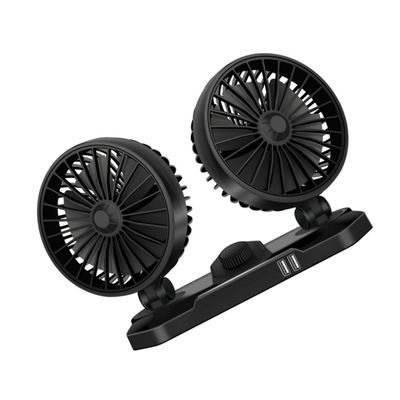 Angoily 12v Usb Vehicle Electric Fan Adjustable Double Cooling Fan for Cars Trucks Rvs and More Compact Lightweight Low Noise Design for