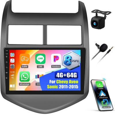 8 Core Qualcomm Android Car Stereo for Chevy Aveo Sonic 2011-2015 9 Inch Touch Screen with CarPlay Android Auto 4G+64G Bluetooth Cooling Fan Weather Forecast UI Design Intelligent Voice