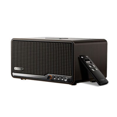 Edifier S300 Hi-Fi Tabletop Speaker, Hi-Res Audio LDAC for Wireless Multi-Room & Stereo Pairing, 80W Power Works with AirPlay 2 Bluetooth 5.4 USB-C AUX Inputs, Retro Design with Remote - Black