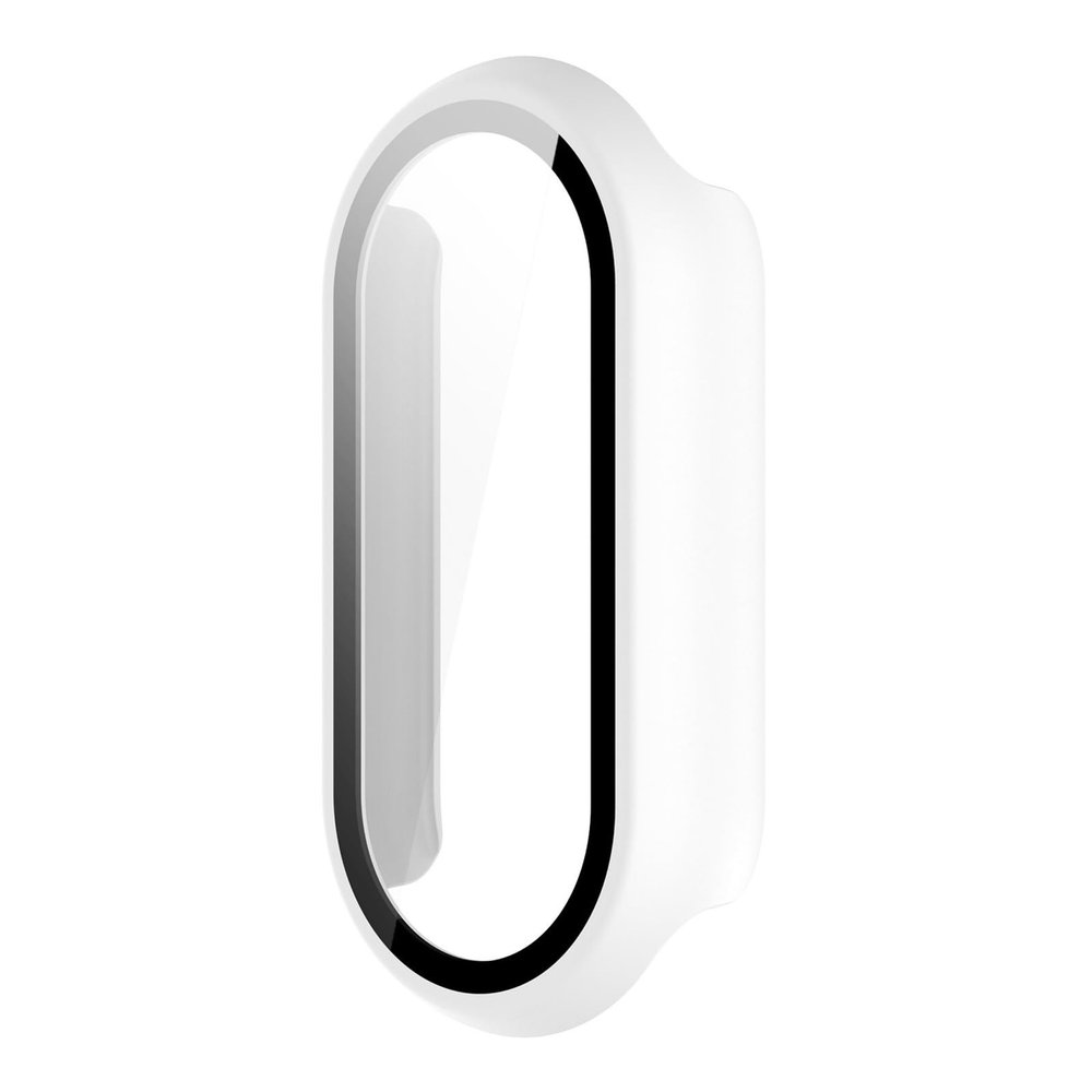 ANZOAT Case Glass for Xiaomi Mi Band 9 Anti Scratch Protective Cover All-Around PC Screen Protector Bumper for Mi Band 9 Cover Shell Watch Case(White A)