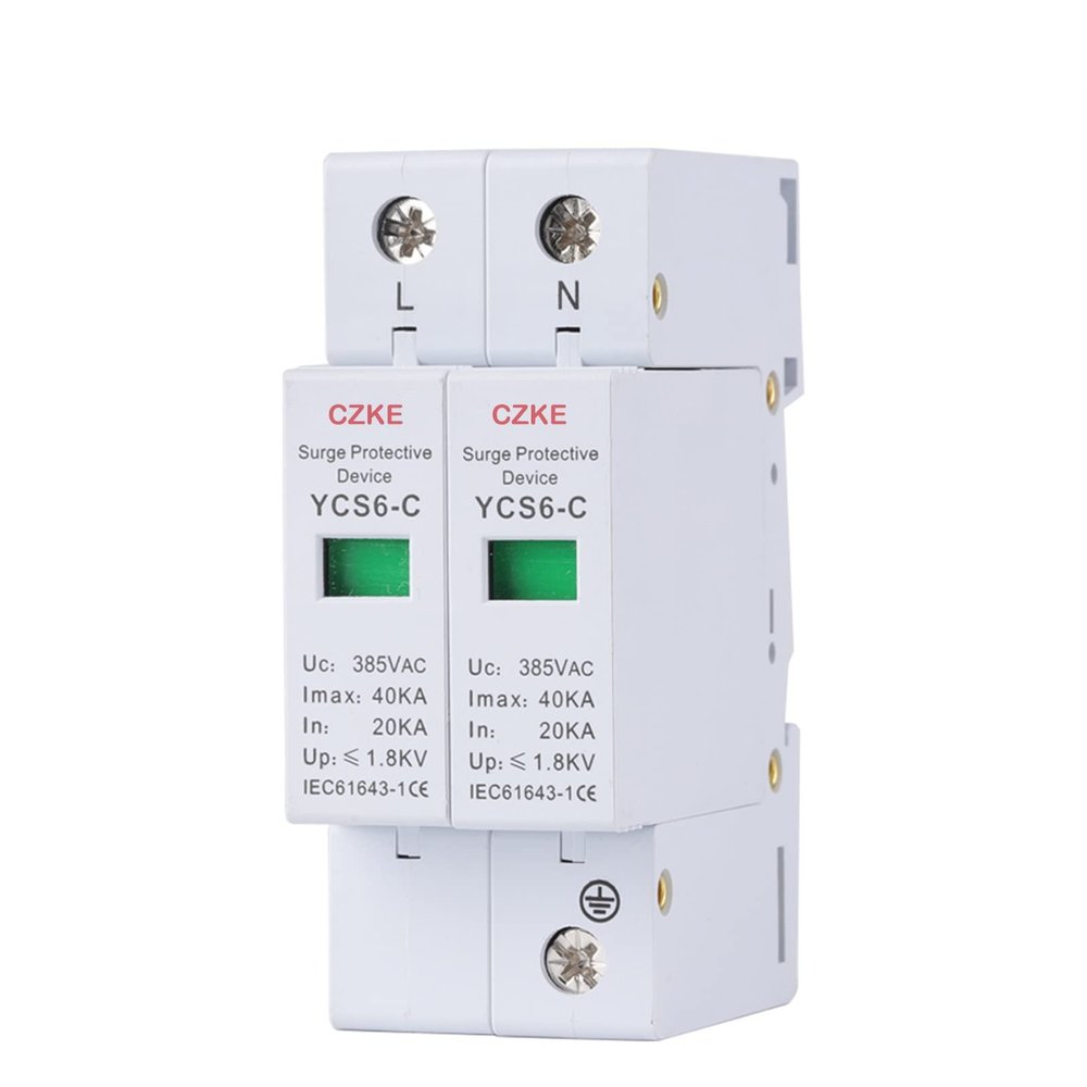 AEHON YCS6 Series AC SPD 2P 385V House Surge Protector Protection Protective Low-Voltage Arrester Device(20-40kA White)