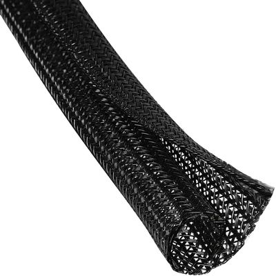 QCSIW 3/4" 25ft Expandable Braided Cable Sleeve Split Wire Loom Tubing  Pet-Proof Cord Protector for USB, Power Cords, Audio/Video Cables  Durable Wire Management Sleeving Black