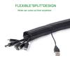 QCSIW 3/4" 25ft Expandable Braided Cable Sleeve Split Wire Loom Tubing  Pet-Proof Cord Protector for USB, Power Cords, Audio/Video Cables  Durable Wire Management Sleeving Black view 2