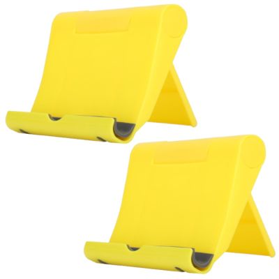 Beufee 2PCS Cell Phone Stand, Tablet Stand Holder Rotating Foldable Tablet for Desk Yellow Portable Phone Holder for Home Office