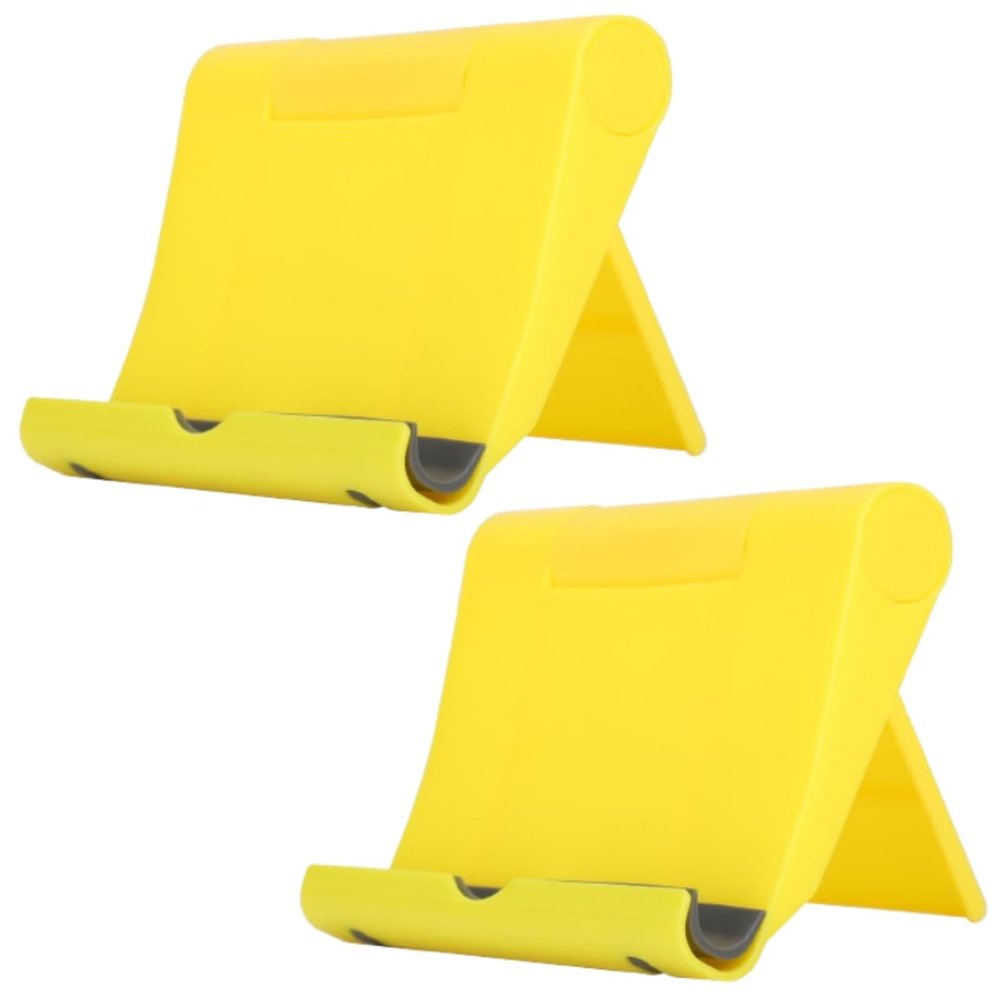 Beufee 2PCS Cell Phone Stand, Tablet Stand Holder Rotating Foldable Tablet for Desk Yellow Portable Phone Holder for Home Office