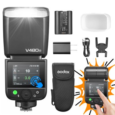 godox V480 O TTL Flash for Olympus Panasonic Camera with Diffuser Touchscreen High-Speed Sync on Camera Flash 7.2V/2200mAh GN50 1/8000s 650 Full-Power Flashes 10-Level Modeling Lamp