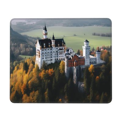 Germany Neuschwanstein Castle Mouse Pad with Anti-fray Stitching, Waterproof Gaming Mouse Mat for Women Men Non-Slip Rubber Base Computer Mousepad for Laptop Office Desk Accessories 10 x 12 inch