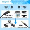 eSynic Portable Optical to 3.5mm Adapter-7 FT Long-192KHz DAC Converter-Metal Shell-Built in DAC Chip-Easy to Setup-For HDTV/Blu-Ray/Gaming Console to 3.5MM Audio Speaker & Headphone-Not Bidirectional view 2