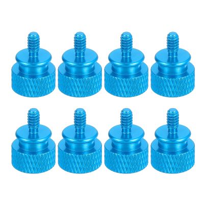 MECCANIXITY 8Pcs #6-32 UNC Aluminum Thumb Screws, 12x16mm(ODxH) Computer Case Thumb Screws for PC Side Panel Motherboard Mounting Screw, Light Blue