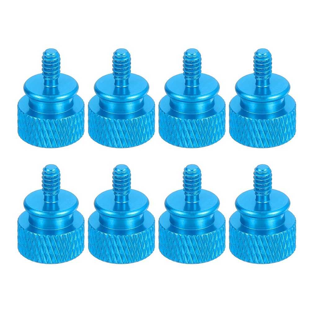 MECCANIXITY 8Pcs #6-32 UNC Aluminum Thumb Screws, 12x16mm(ODxH) Computer Case Thumb Screws for PC Side Panel Motherboard Mounting Screw, Light Blue