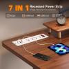 4 Outlets Recessed Power Strip with USB C 20W, Fast Charge Desktop Power Outlet Flush Mount Desk Extender 6.56 ft Extension Cord Plug in Furniture Conference Hotel view 4