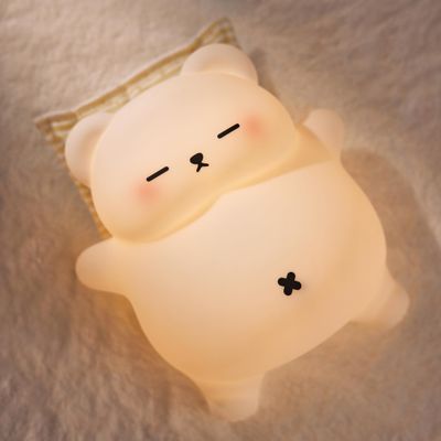 Snoring Bear Night Light Adorable Gift for Kids, Babies, Moms & Seniors Soft Silicone Sleep Lamp with Sound, 3 Brightness Levels, 30-Min Timer BPA-Free Bedside Nightlight