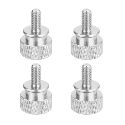 MECCANIXITY 4Pcs M4x0.7mm Aluminum Thumb Screws, 12x18mm(ODxH) Computer Case Thumb Screws for PC Side Panel Motherboard Mounting Screw, Silver