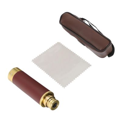 DIYEAH Pirate Monocular Telescope Leather Case Retro Design 25x30 Magnifying Scope for Adventure Enthusiasts Coffee Color