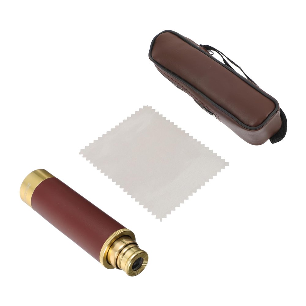 DIYEAH Pirate Monocular Telescope Leather Case Retro Design 25x30 Magnifying Scope for Adventure Enthusiasts Coffee Color