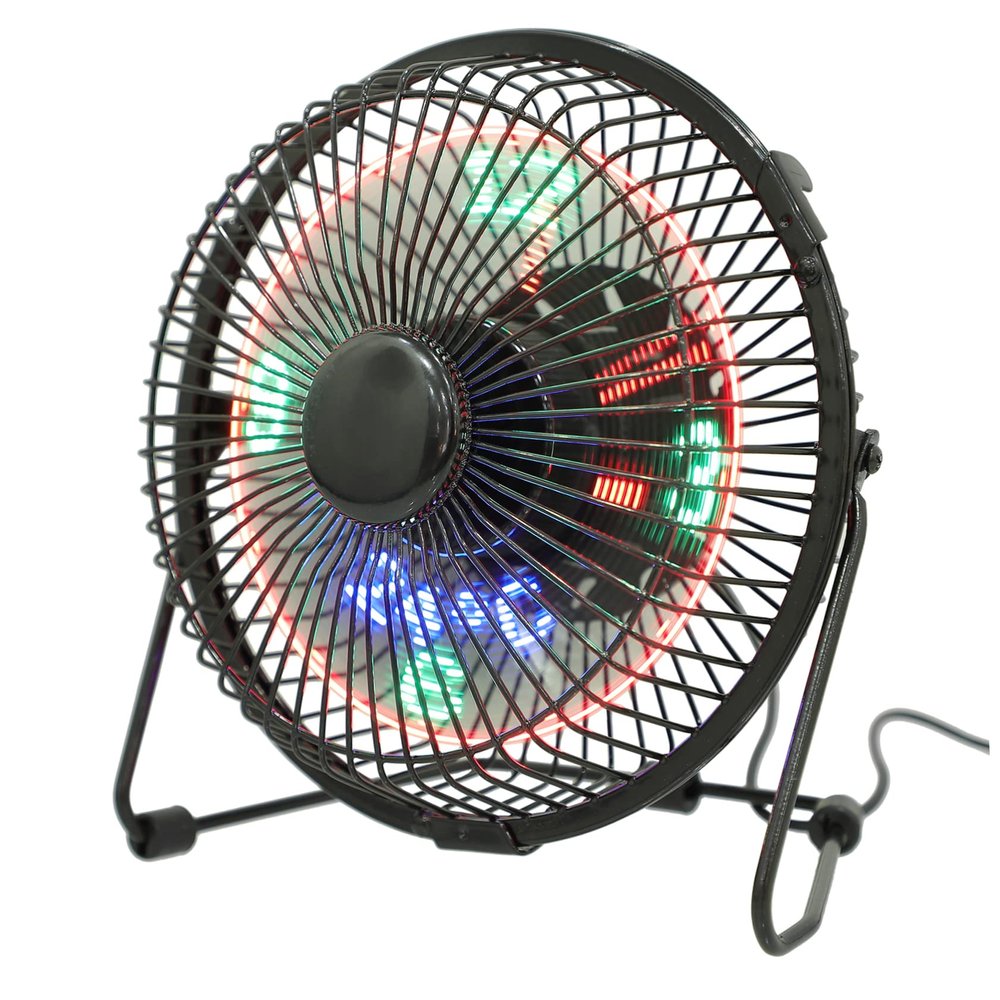 Yardenfun Mini Desktop USB Clock Fan with Temperature Display Portable Metal Cooling Fan for Use Convenient USB Plug for and