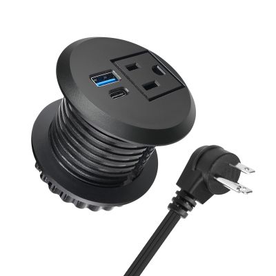2 inch Desktop Power Grommet with 20W USB-C, Fast Charge Recessed Desk Outlet for Conference Countertop Cabinet Nightstand Furniture, 6.5FT Extension Cord, 45Flat Plug, ETL Listed