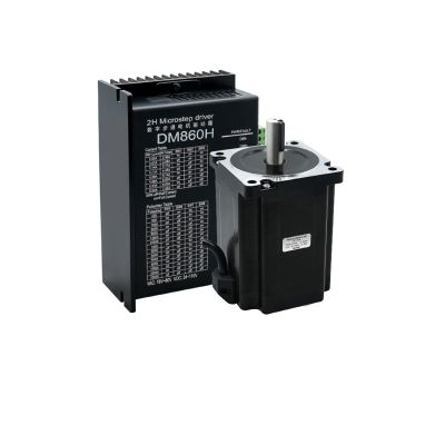 118mm Nema34 Stepper Motor Open Loop or Close Loop DC Engines 8.5Nm with Drive DM860H / HBS86H +3M Encoder Cables for Computerized Numerical Control Router(8.5Nm Open Loop)