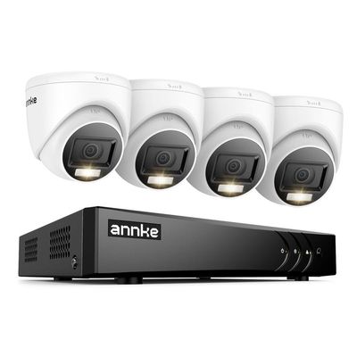 ANNKE 2MP Security Camera System, 16CH 3K Lite DVR Recorder with AI Motion Detection, 4X 1080P (19201080) Add-on Wired Turret White Cams with Smart Dual Light, IP67, 3.6mm Lens, NO Hard Drive