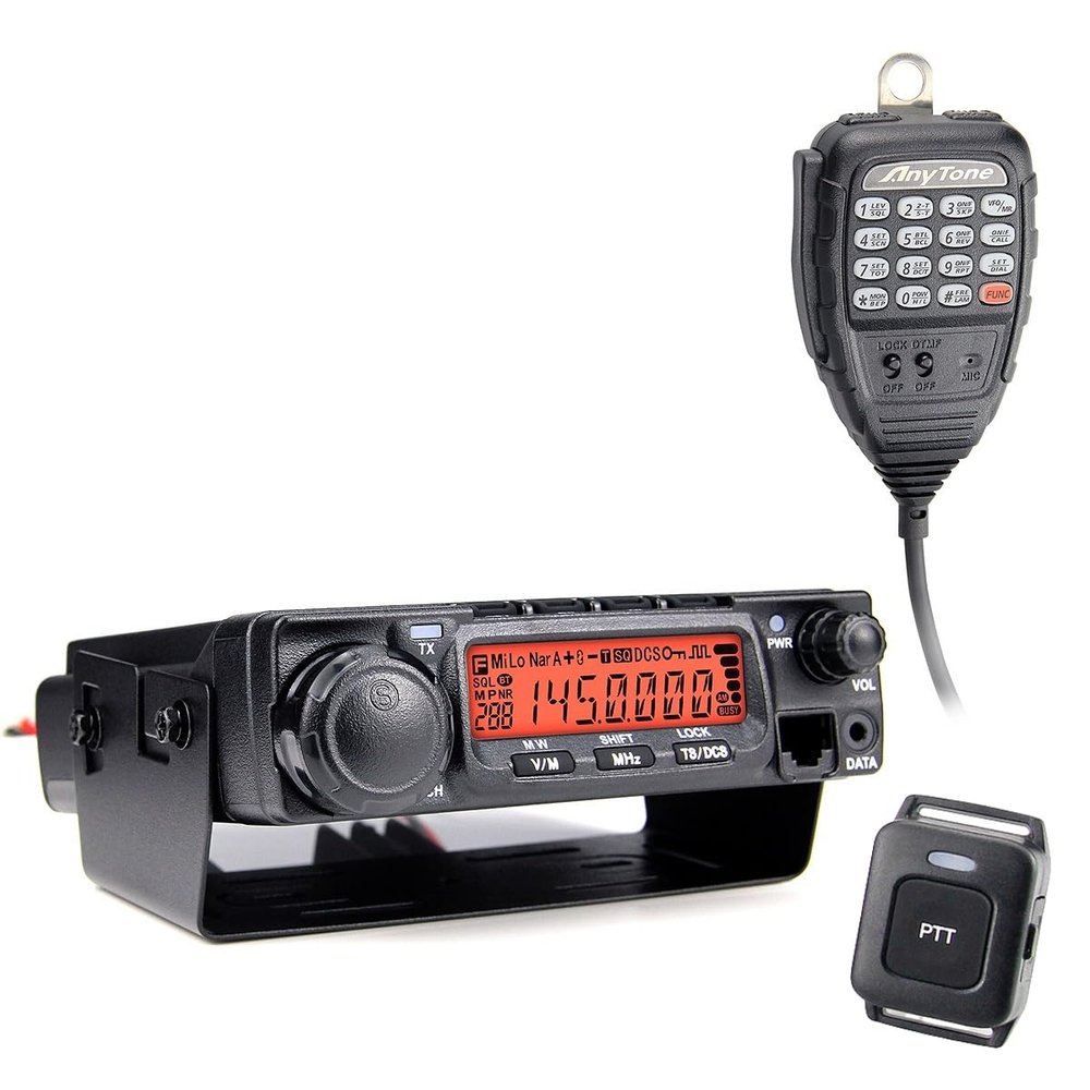 AnyTone AT-588Max Professional Mobile Ham Radio, 70W VHF Radio with Wireless PTT, 510 Channels, AI Noise Cancelling, for Car, Truck, Off-Road & Emergency Use