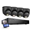 ANNKE 2MP Security Camera System, 8CH 3K Lite DVR Recorder with AI Motion Detection, 4X 1080P (19201080) Add-on Wired Turret Black Cams with Smart Dual Light, IP67, 3.6mm Lens, 1TB Hard Drive Disk view 1