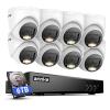 ANNKE 2MP Security Camera System, 8CH 3K Lite DVR Recorder with AI Motion Detection, 8X 1080P (19201080) Add-on Wired Turret White Cams with Smart Dual Light, IP67, 3.6mm Lens, 6TB Hard Drive Disk