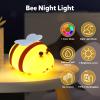 Bee Night Light, Cute Silicone Animal Bedside Lamp, Night Lamp for Kids Room, Dimmable LED Lamp,Bedroom Touch Lamp, Nursery,Baby Room&Girls Room Decor, Baby Boys Girls Gift,Rechargeable Nightlight view 2