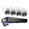 ANNKE 2MP Security Camera System, 8CH 3K Lite DVR Recorder with AI Motion Detection, 4X 1080P (19201080) Add-on Wired Turret White Cams with Smart Dual Light, IP67, 3.6mm Lens, 3TB Hard Drive Disk view 1