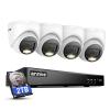 ANNKE 2MP Security Camera System, 8CH 4K DVR Recorder with AI Motion Detection, 4X 1080P (19201080) Add-on Wired Turret White Cams with Smart Dual Light, IP67, Compatible with Alexa, 2TB Hard Drive view 1