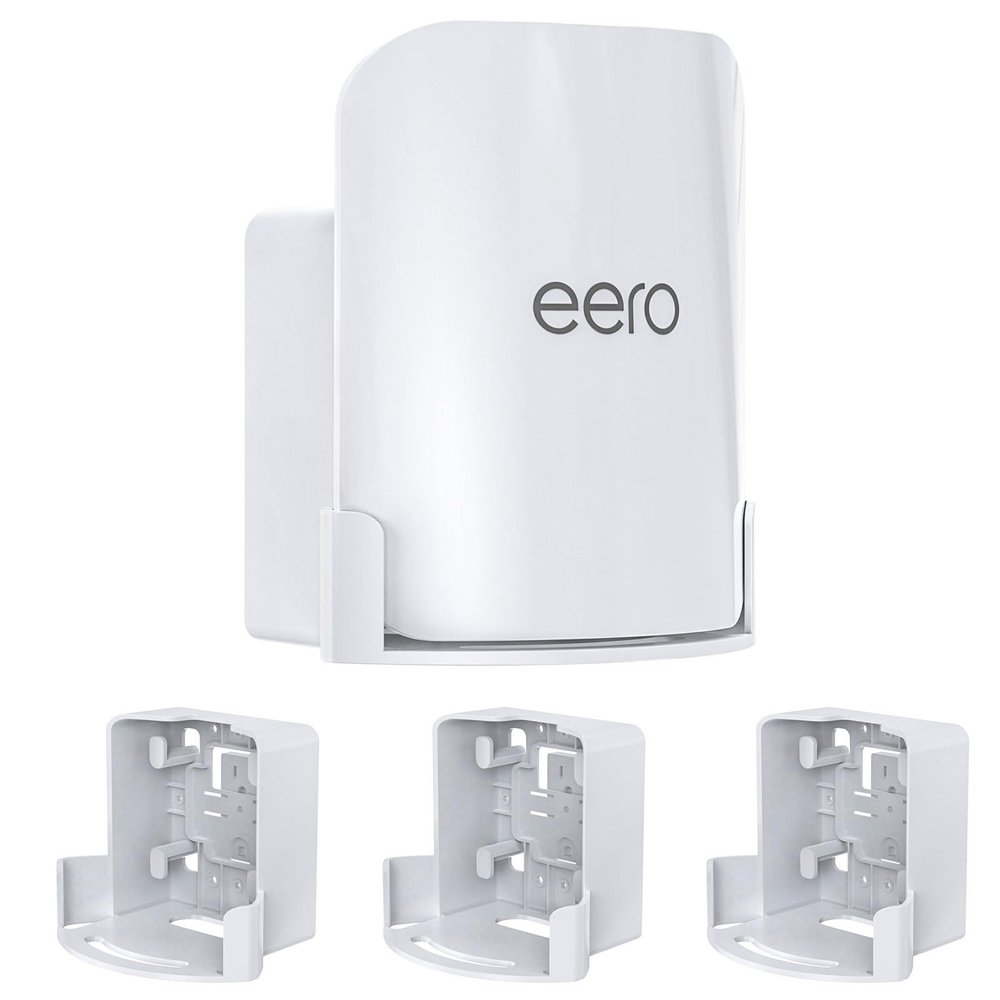EDUP LOVE Eero Pro 7 Wall Mount for eero Pro 7 Mesh Wi-Fi 7 Router, Space-Saving Holder with Cable Management, Wall & Outlet Mounting, Easy Installation, Includes Screws (White, 3 Pack)