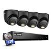 ANNKE 2MP Security Camera System, 8CH 4K DVR Recorder with AI Motion Detection, 4X 1080P (19201080) Add-on Wired Turret Black Cams with Smart Dual Light, IP67, Compatible with Alexa, 6TB Hard Drive view 1